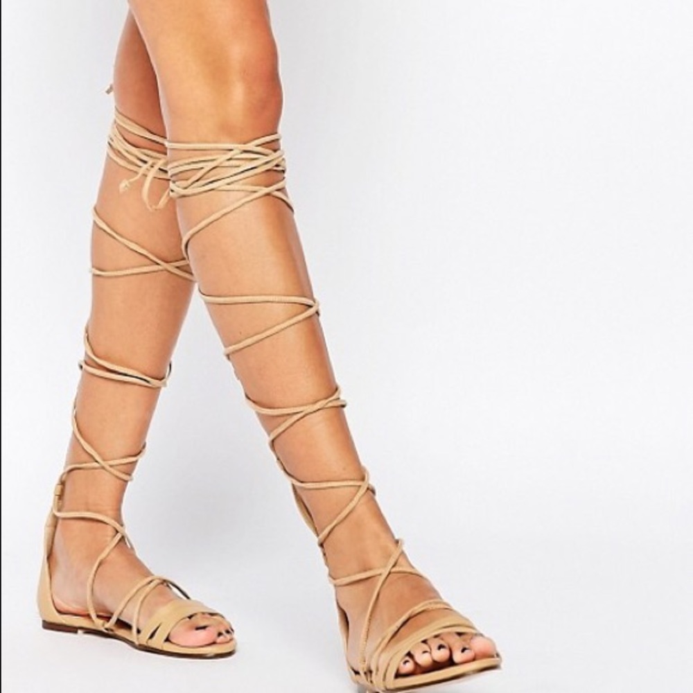 Daisy Street Lace Up Gladiator Sandals